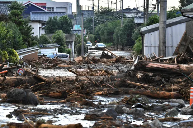 Flood debris in Kurume