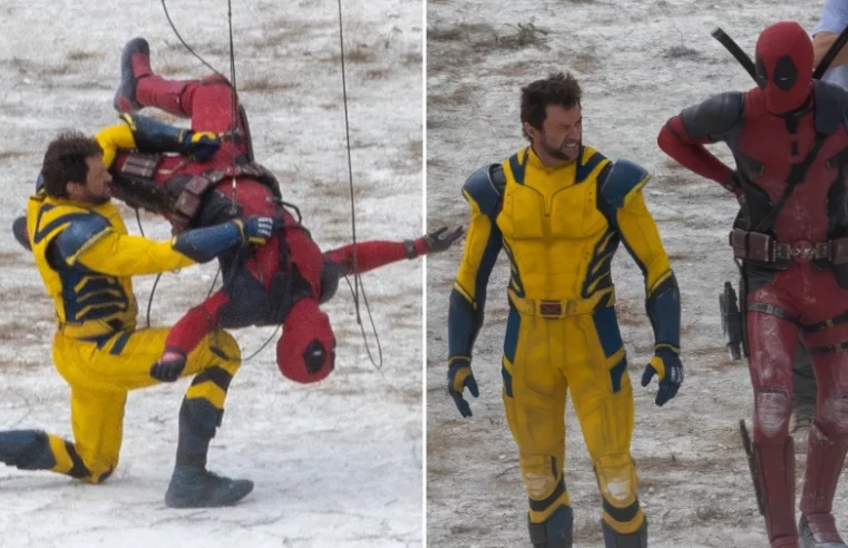 Hugh Jackman and Ryan Reynolds clash in battle filming Deadpool 3