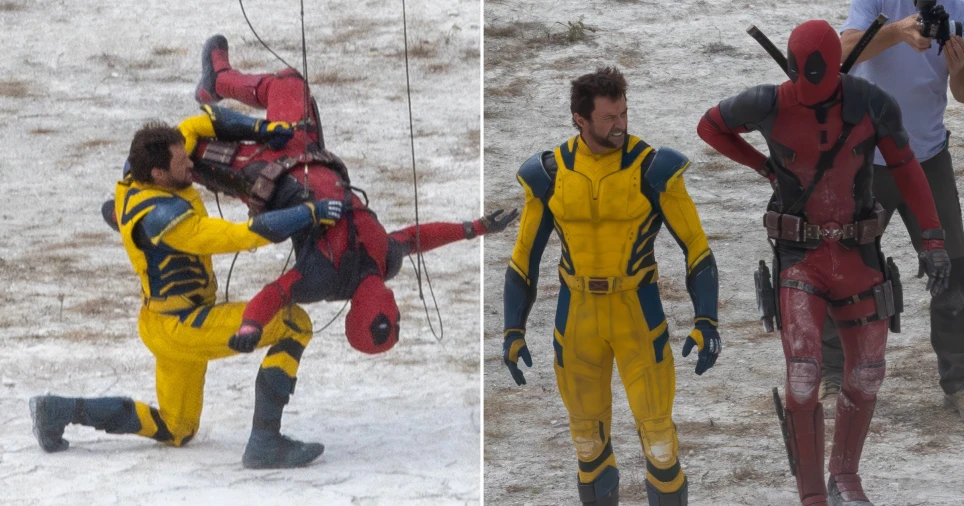 Hugh Jackman and Ryan Reynolds clash in battle filming Deadpool 3