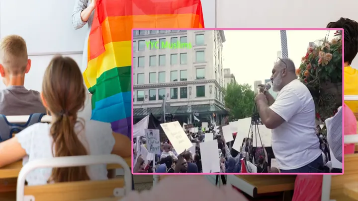 Muslims protest in Calgary against gender ideology in K-12 education.