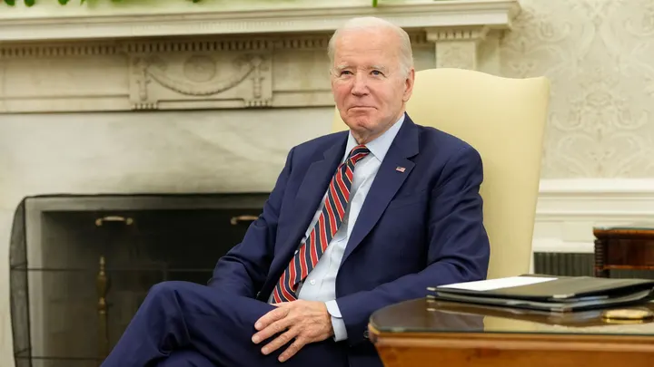 President Biden listens to reporters during his bilateral meeting with Spanish Prime Minister Pedro Sanchez.