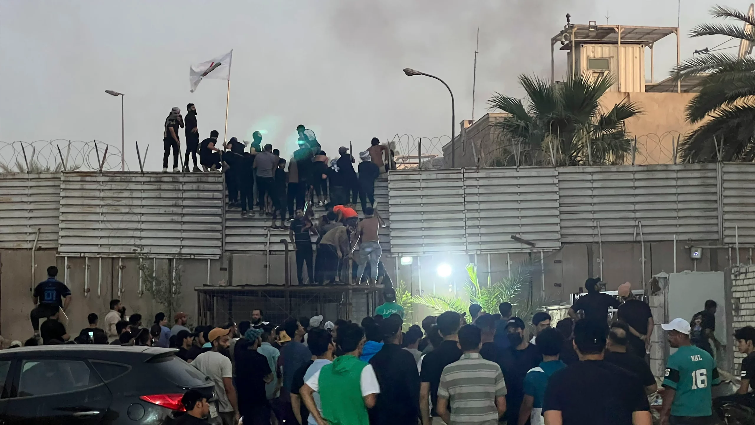 Protesters scaling walls of Swedish Embassy in Iraq