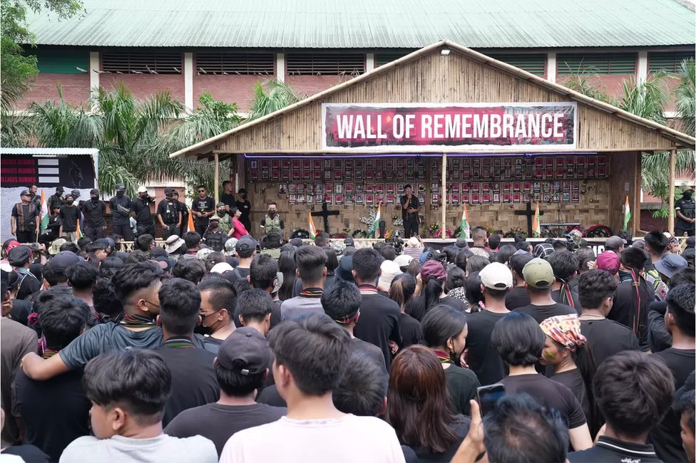 Protests have been held at a bamboo hut memorial for Kuki victims of violence at Churachandpur