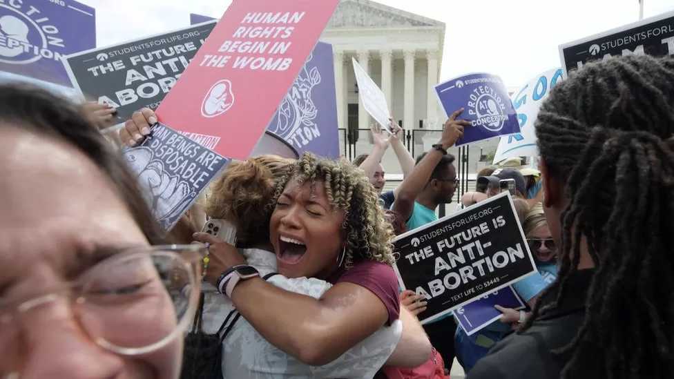 Students celebrating the overturning of Roe v Wade
