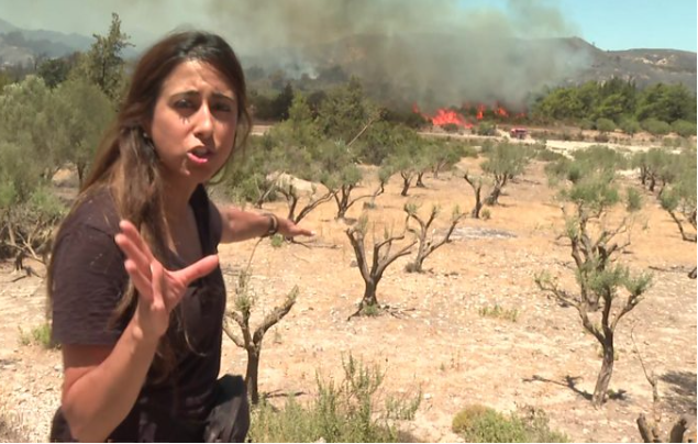 wildfire spreading in Rhodes