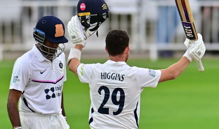 Middlesex were 241-6 but Ryan Higgins helped them push on for three potentially precious batting points