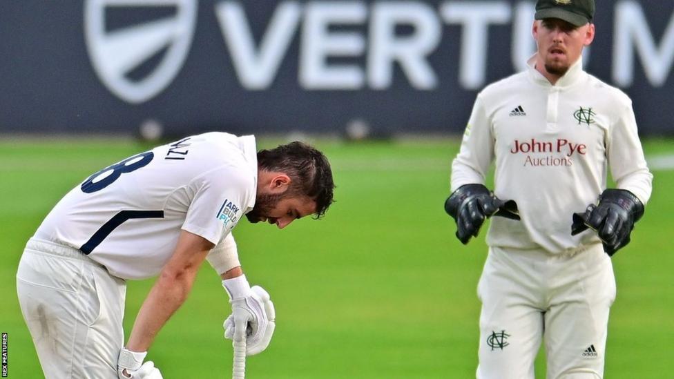 Ryan Higgins steadies Middlesex at rain-hit Trent Bridge