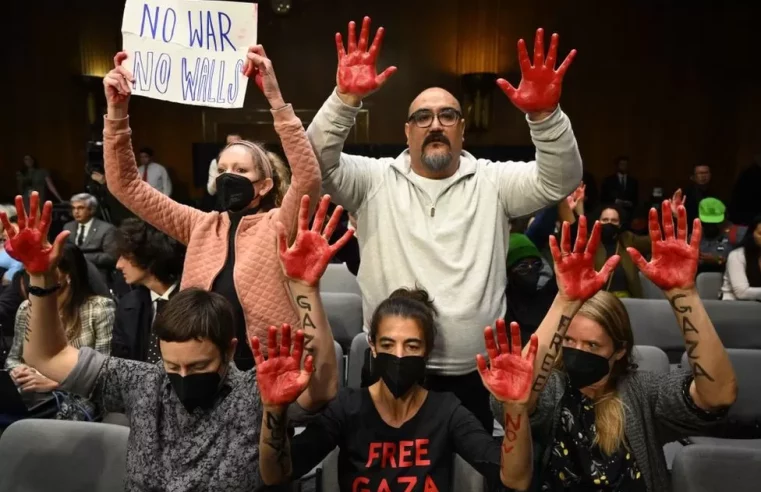 Anti-war protesters interrupt Antony Blinken at US Senate hearing