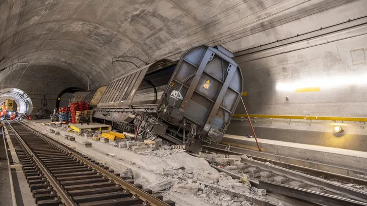 Derailment damages close world’s longest rail tunnel