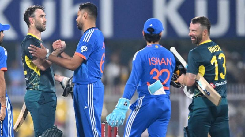 Glenn Maxwell’s record-equalling ton steers tourists to victory.