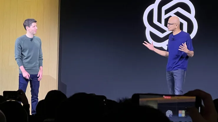 Satya Nadella uses surprise appearance at OpenAI event