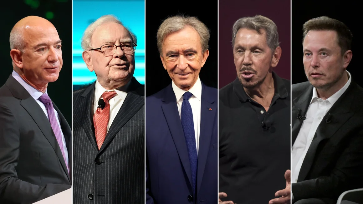 The wealth of the world’s five richest men more than doubled.